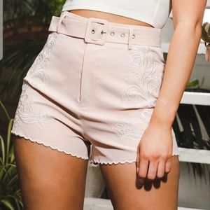 Classy pink shorts with embroidery small